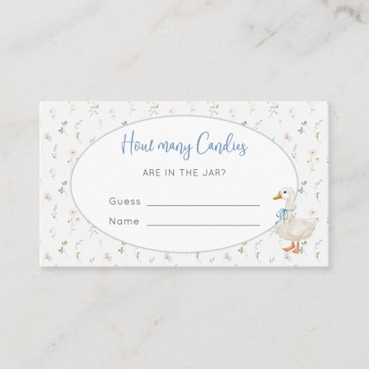 Gekke Gans Bloemen Hoeveel Snoepjes Baby showers Informatiekaartje (Voorkant)