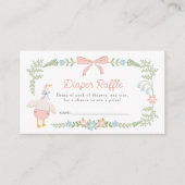 Gekke Gans Bloemen Roze Bow Luier Raffle Informatiekaartje (Voorkant)