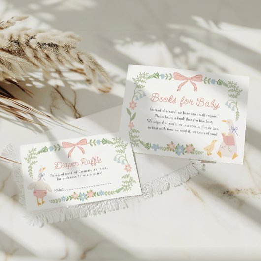 Gekke Gans Bloemen Roze Bow Luier Raffle Informatiekaartje