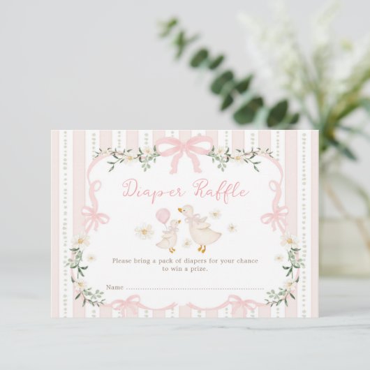 Gekke Gans Coquette Bow Luier Raffle Informatiekaartje (Staand voorkant)