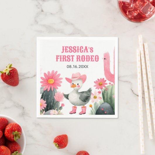 Gekke Gans Eerste Rodeo Westerne Kinderen Verjaard Servet (Insitu)
