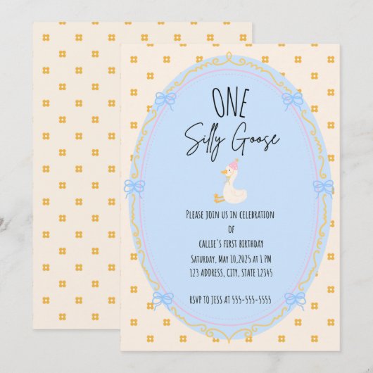 Gekke Gans Eerste Verjaardag Kaart (Voorkant / Achterkant)