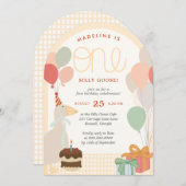 Gekke Gans Eerste Verjaardag - Whimsical Goose Par Kaart (Voorkant / Achterkant)