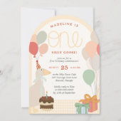 Gekke Gans Eerste Verjaardag - Whimsical Goose Par Kaart (Voorkant)