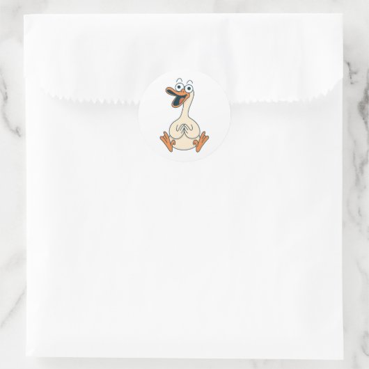 Gekke gans, eigenzinnige, grappige Cartoon gans Ronde Sticker (Tas)