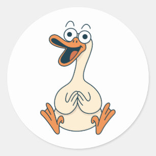 Gekke gans, eigenzinnige, grappige Cartoon gans Ronde Sticker