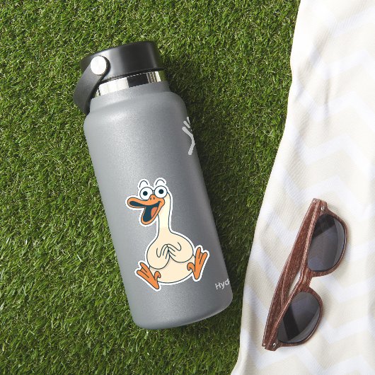 Gekke gans, eigenzinnige, grappige Cartoon gans Sticker (HydroFlask Insitu)