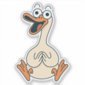 Gekke gans, eigenzinnige, grappige Cartoon gans Sticker (Voorkant)