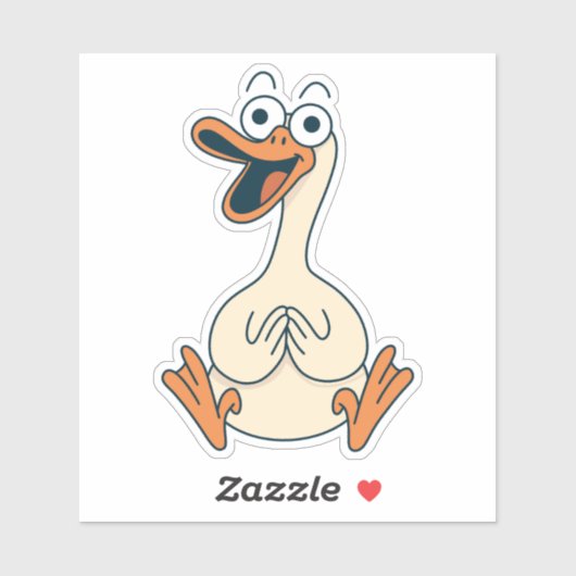 Gekke gans, eigenzinnige, grappige Cartoon gans Sticker (Vel)
