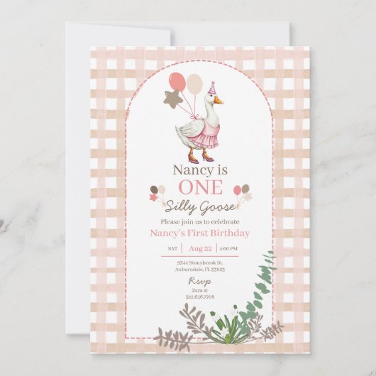 Gekke Gans Elke Leeftijd Verjaardag Bruin Uitnodig Kaart (Voorkant)