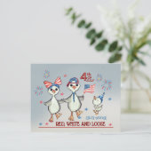 Gekke Gans Familie Rood, Wit & Losse 4th of July Briefkaart (Staand voorkant)