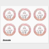 Gekke Gans Family Pink & Bow 1st Verjaardag Ronde Sticker (Vel)