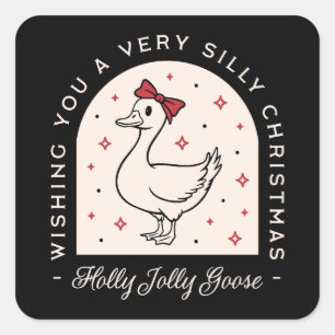 Gekke gans Grappig boerderij Animal Christmas Vierkante Sticker