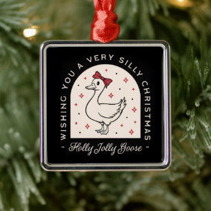 Gekke gans Grappig boerderij Dier Kerst Zwart Metalen Ornament