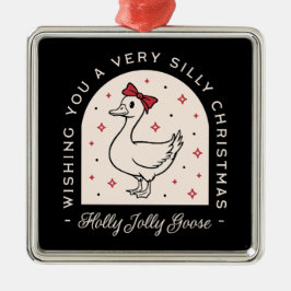 Gekke gans Grappig boerderij Dier Kerst Zwart Metalen Ornament