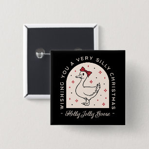 Gekke gans Grappig boerderij Dier Kerst Zwart Vierkante Button 5,1 Cm