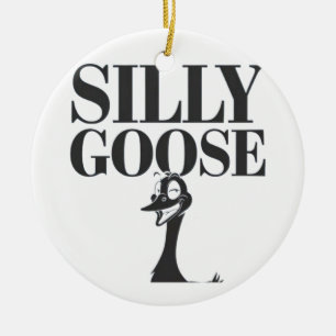 Gekke gans, grappige gans, ganzenliefhebber keramisch ornament