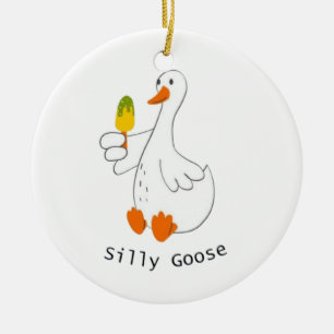 Gekke gans, grappige gans, ganzenliefhebber keramisch ornament