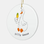 Gekke gans, grappige gans, ganzenliefhebber keramisch ornament (Links)