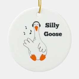 Gekke gans, grappige gans, ganzenliefhebber keramisch ornament
