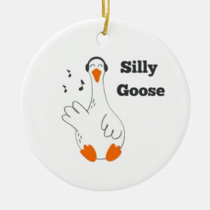 Gekke gans, grappige gans, ganzenliefhebber keramisch ornament