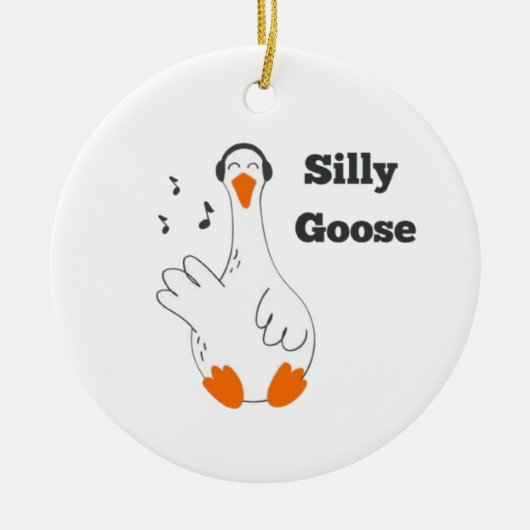 Gekke gans, grappige gans, ganzenliefhebber keramisch ornament (Voorkant)