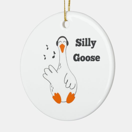 Gekke gans, grappige gans, ganzenliefhebber keramisch ornament (Links)