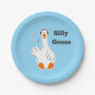 Gekke gans, grappige gans, ganzenliefhebber papieren bordje