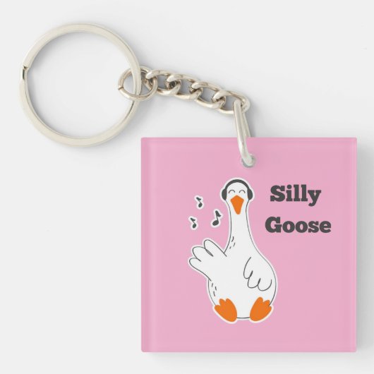 Gekke gans, grappige gans, ganzenliefhebber sleutelhanger (voorkant)