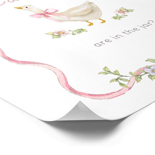 Gekke Gans Hoeveel snoepjes baby shower spel Poster (Hoek)