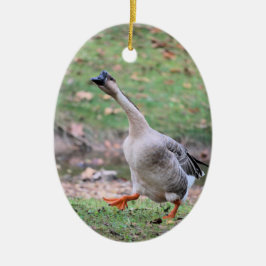 Gekke gans keramisch ornament