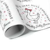 Gekke gans kerstwensen preppy coquette cadeaupapier (Rol Hoek)