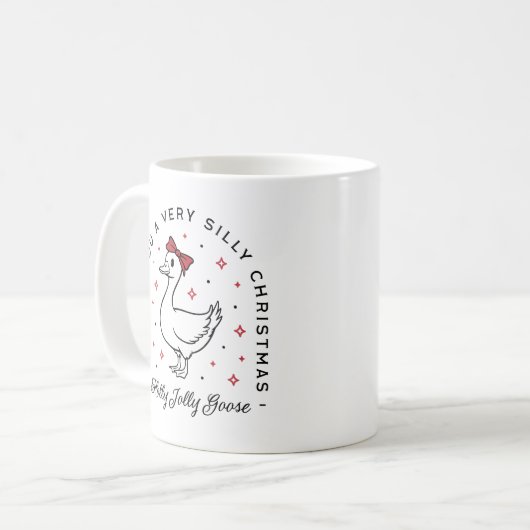 Gekke gans kerstwensen preppy coquette koffiemok (Voorkant links)