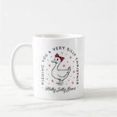 Gekke gans kerstwensen preppy coquette koffiemok (Links)