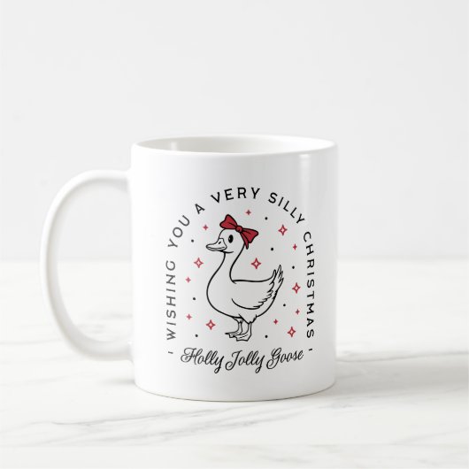 Gekke gans kerstwensen preppy coquette koffiemok (Links)