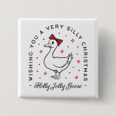 Gekke gans kerstwensen preppy coquette vierkante button 5,1 cm (Voorkant)