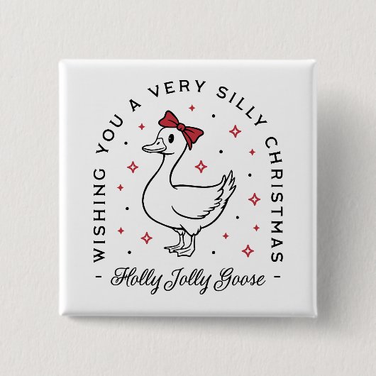 Gekke gans kerstwensen preppy coquette vierkante button 5,1 cm (Voorkant)