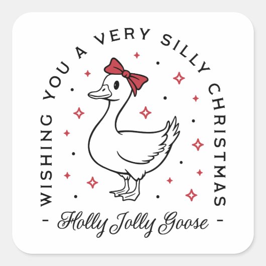 Gekke gans kerstwensen preppy coquette vierkante sticker (Voorkant)