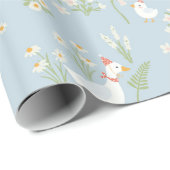 Gekke gans met blauwe bloemen cadeaupapier (Rol Hoek)