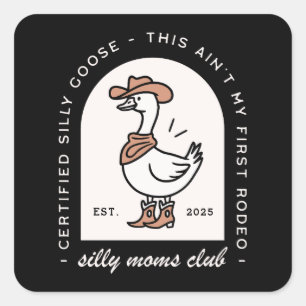 Gekke gans moeder club squad fun cowgirl grappig vierkante sticker