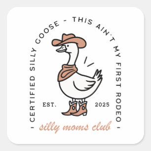 Gekke gans moeder cowgirl club grappig boerderij d vierkante sticker