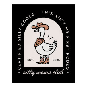 Gekke gans moeder mama cowgirl cowboy retro zwart perfect poster