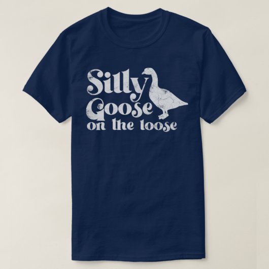 Gekke gans op de dunne  witte tekst t-shirt (Design voorkant)
