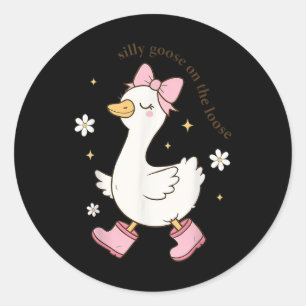 Gekke gans op de los ronde sticker