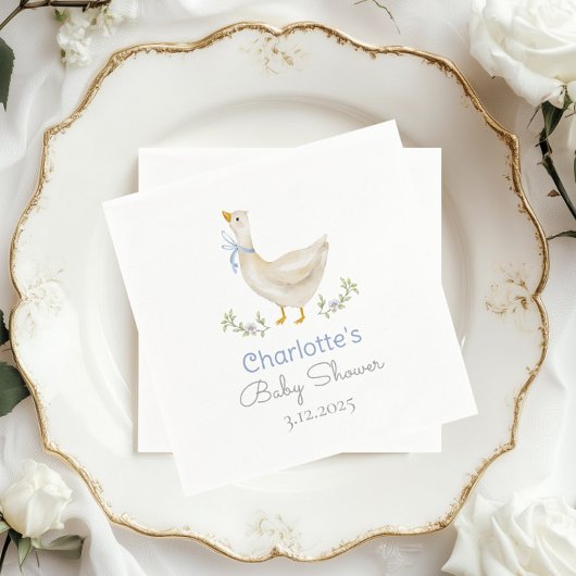 Gekke Gans op de losse Baby Boy Shower Servet