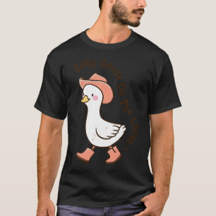 Gekke gans op de losse grappige cowboyboer Farmi T-shirt