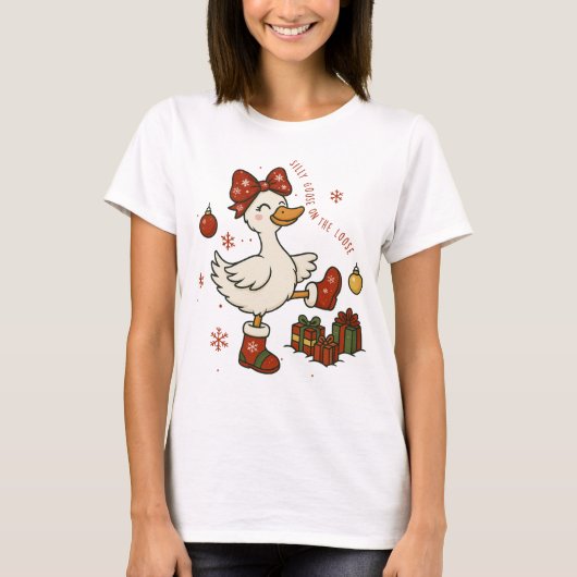 Gekke gans op de losse kerst t-shirt (Voorkant)