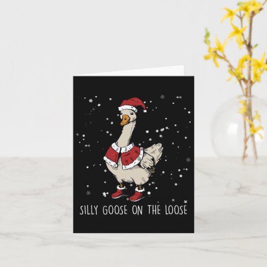 Gekke gans op de losse kerstmangans kaart (Gele Bloem)