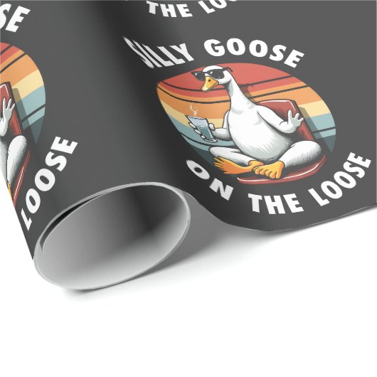Gekke gans op de losse meditatie yoga retro cadeaupapier (Rol Hoek)