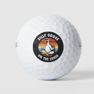 Gekke gans op de losse meditatie yoga retro golfballen